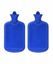 Rubberen 2x winter kruiken blauw 2 liter