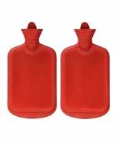 Rubberen 2x winter warm kruik rood 2 liter