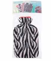 Rubberen kruik met zebra print hoes 2 liter