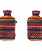 Rubberen set van 2x stuks warmkruiken peru 2 liter